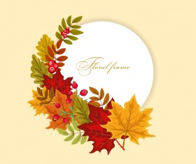 Autumn card with flower frame vector 03