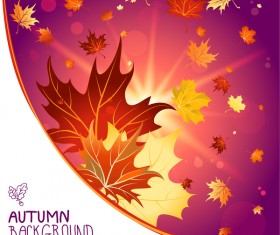 Autumn laeves with sunlight background vector 01
