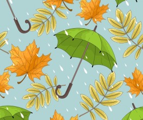 Autumn leaves and umbrellas seamless pattern vector