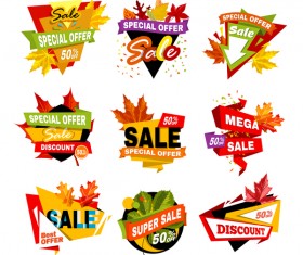 Autumn leaves with super sale labels vector