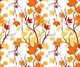 Autumn leaves with tree branches pattern vector