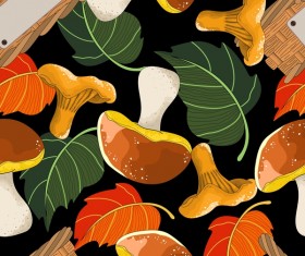 Autumn mushroom seamless pattern vector