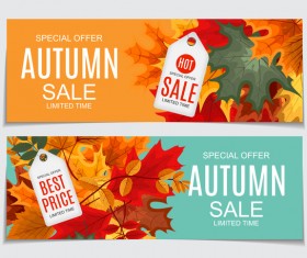 Autumn sale banners with tags vector 04