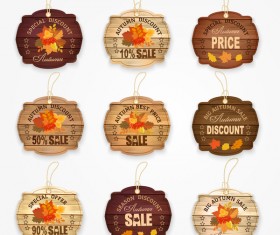 Autumn sale wooden tags vector