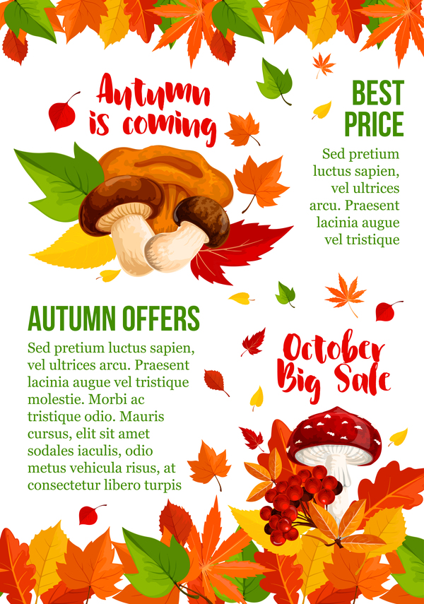 Autumn season flyer page template vector 03