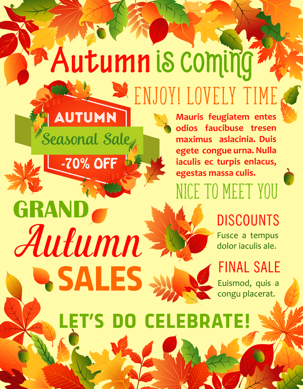 Autumn season flyer page template vector 05