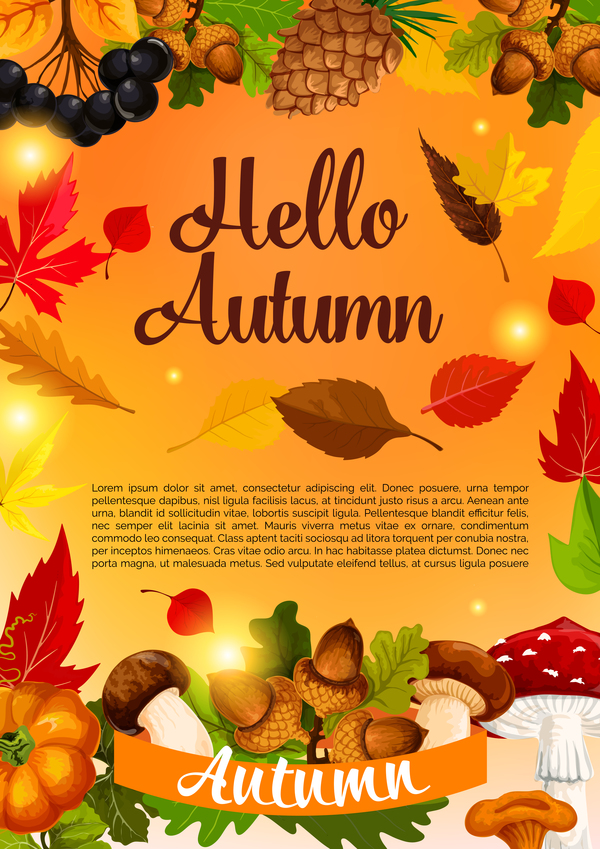 Autumn season flyer page template vector 07