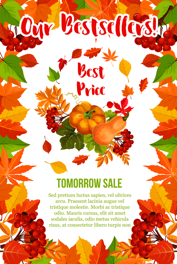 Autumn season flyer page template vector 08