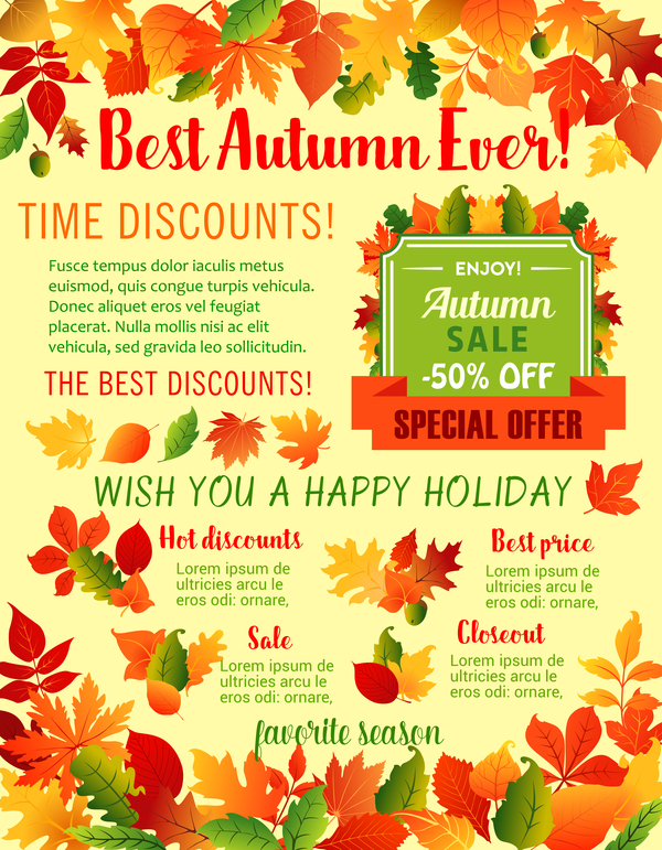 Autumn season flyer page template vector 11