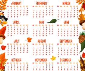 Autumn styles 2018 calendar template vector 02