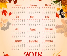 Autumn styles 2018 calendar template vector 05