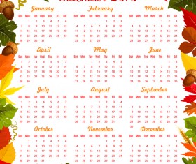 Autumn styles 2018 calendar template vector 07