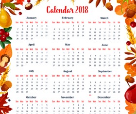 Autumn styles 2018 calendar template vector 08