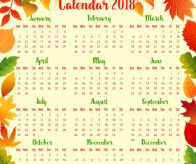 Autumn styles 2018 calendar template vector 10