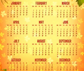 Autumn styles 2018 calendar template vector 12