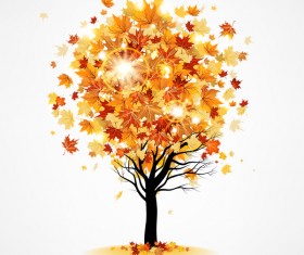 Autumn tree with leaves vector materila