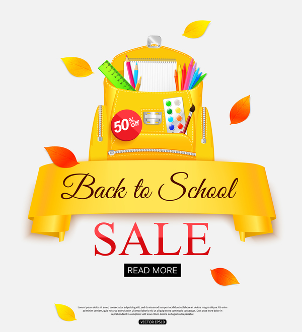Back to school sale background vectors material 02
