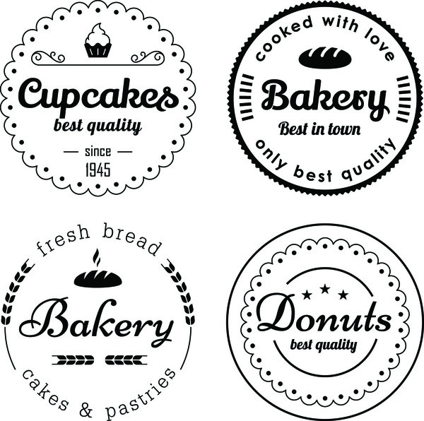 Bakery and cupcake circles labels vector