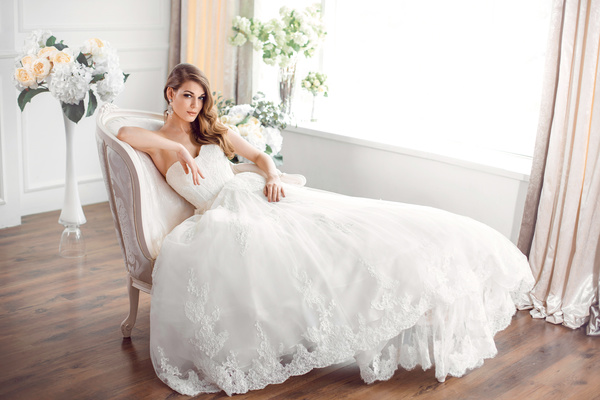 Beautiful and charming bride Stock Photo 13
