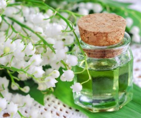 Beautiful bell grass and water bottle Stock Photo