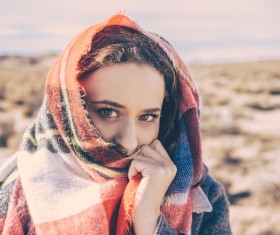 Beautiful young woman with headscarf Stock Photo