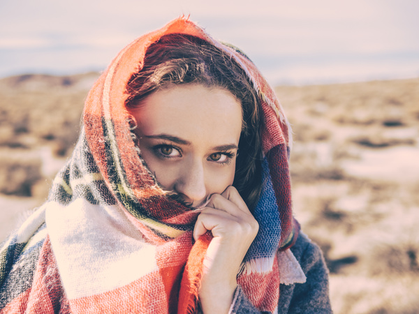 Beautiful young woman with headscarf Stock Photo