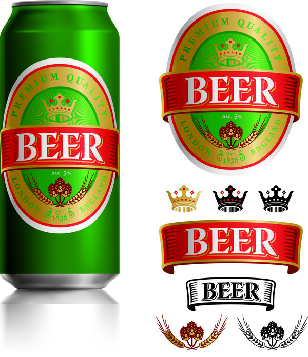 Beer cans with beer labels vector