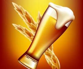 Beer with wheat vector material 01