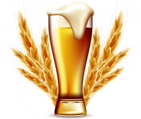 Beer with wheat vector material 02