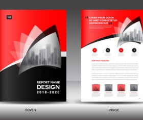 Black with red annual report brochure cover template vector 02