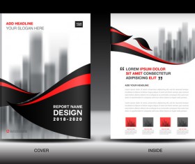 Black with red annual report brochure cover template vector 07