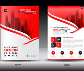 Black with red annual report brochure cover template vector 10