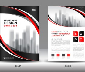 Black with red annual report brochure cover template vector 12