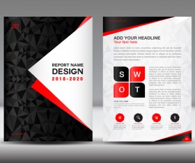 Black with red annual report brochure cover template vector 14