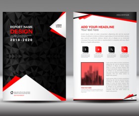 Black with red annual report brochure cover template vector 15
