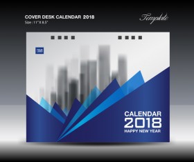 Blue Cover Desk Calendar 2018 template vector material 01