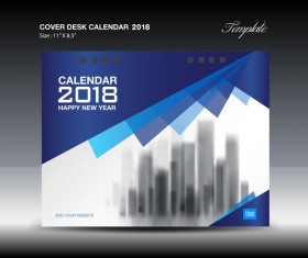 Blue Cover Desk Calendar 2018 template vector material 02
