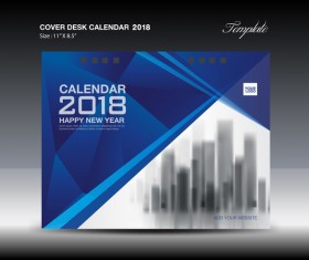 Blue Cover Desk Calendar 2018 template vector material 03