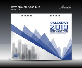 Blue Cover Desk Calendar 2018 template vector material 04