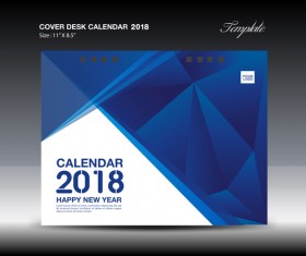 Blue Cover Desk Calendar 2018 template vector material 05