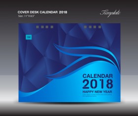 Blue Cover Desk Calendar 2018 template vector material 06