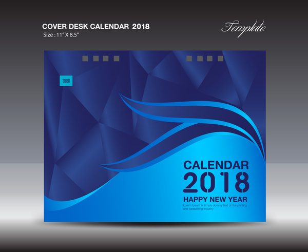 Blue Cover Desk Calendar 2018 template vector material 06