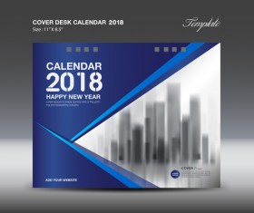 Blue Cover Desk Calendar 2018 template vector material 07