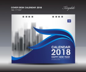 Blue Cover Desk Calendar 2018 template vector material 08