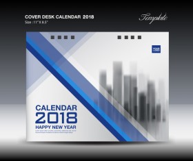 Blue Cover Desk Calendar 2018 template vector material 09