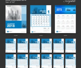 Blue Desk Calendar 2018 vector template