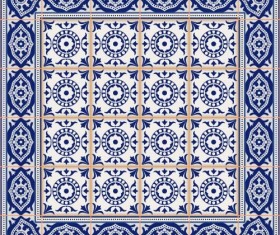 Blue ceramic tile decor pattern vector