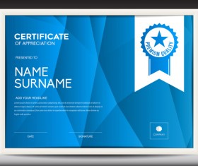 Blue certificate template layout design vector 04