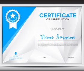 Blue certificate template layout design vector 05