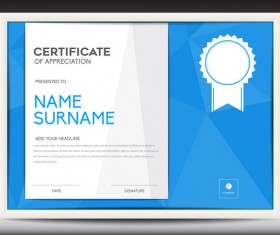 Blue certificate template layout design vector 06